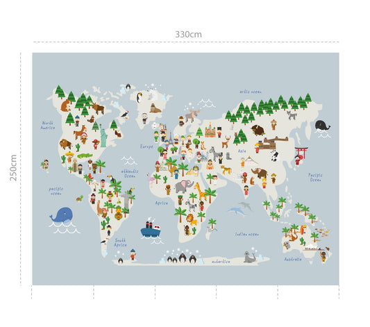 Mapamundi pour enfants - celeste - papier peint mural en vinyle adhésif