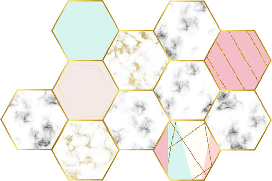 peinture vinyle art deco hexa composición