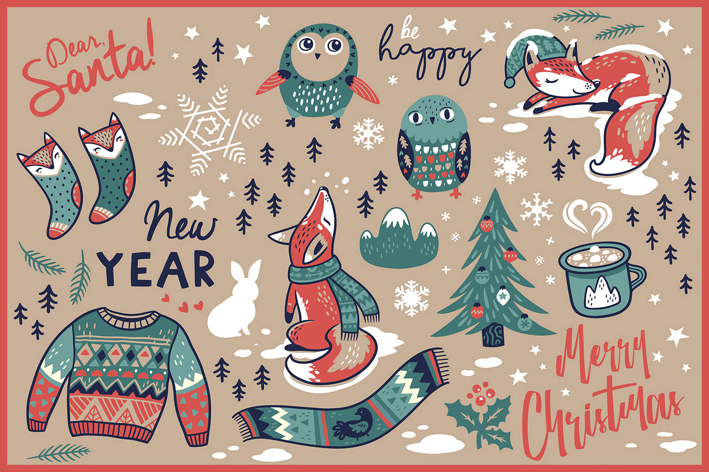 set de 4 Set de table Dear Santa!