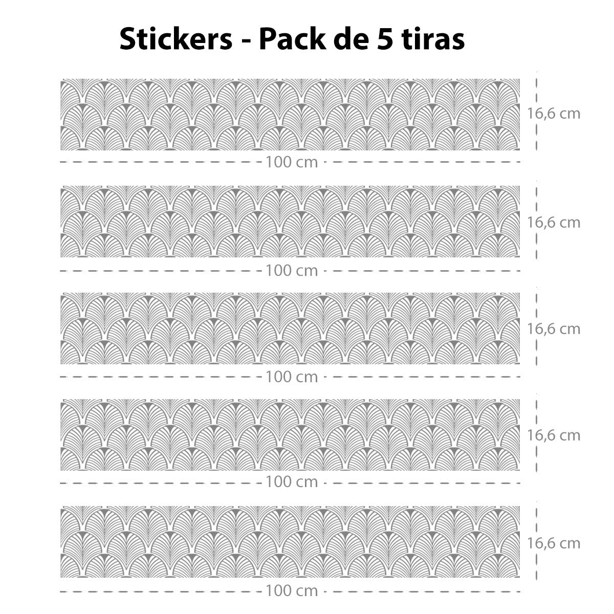Set de 5 tiras adhesivas Art deco grey