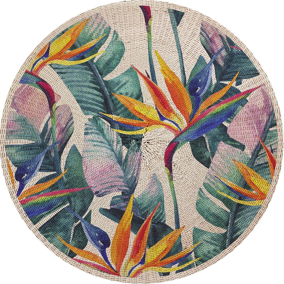 Individuales 4 ud Circular flor del paraíso mimbre