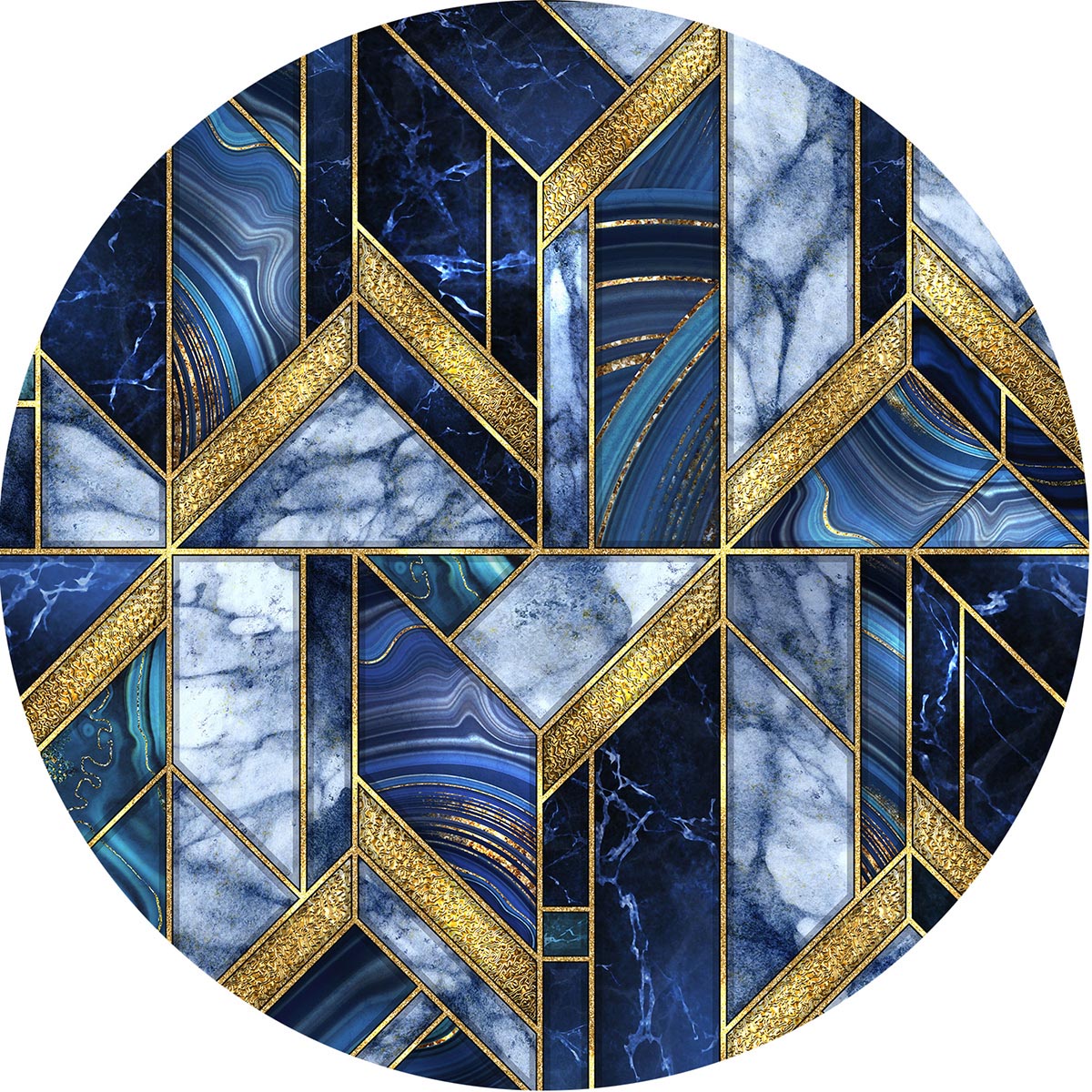 Individuales 4 ud Circular art deco azul