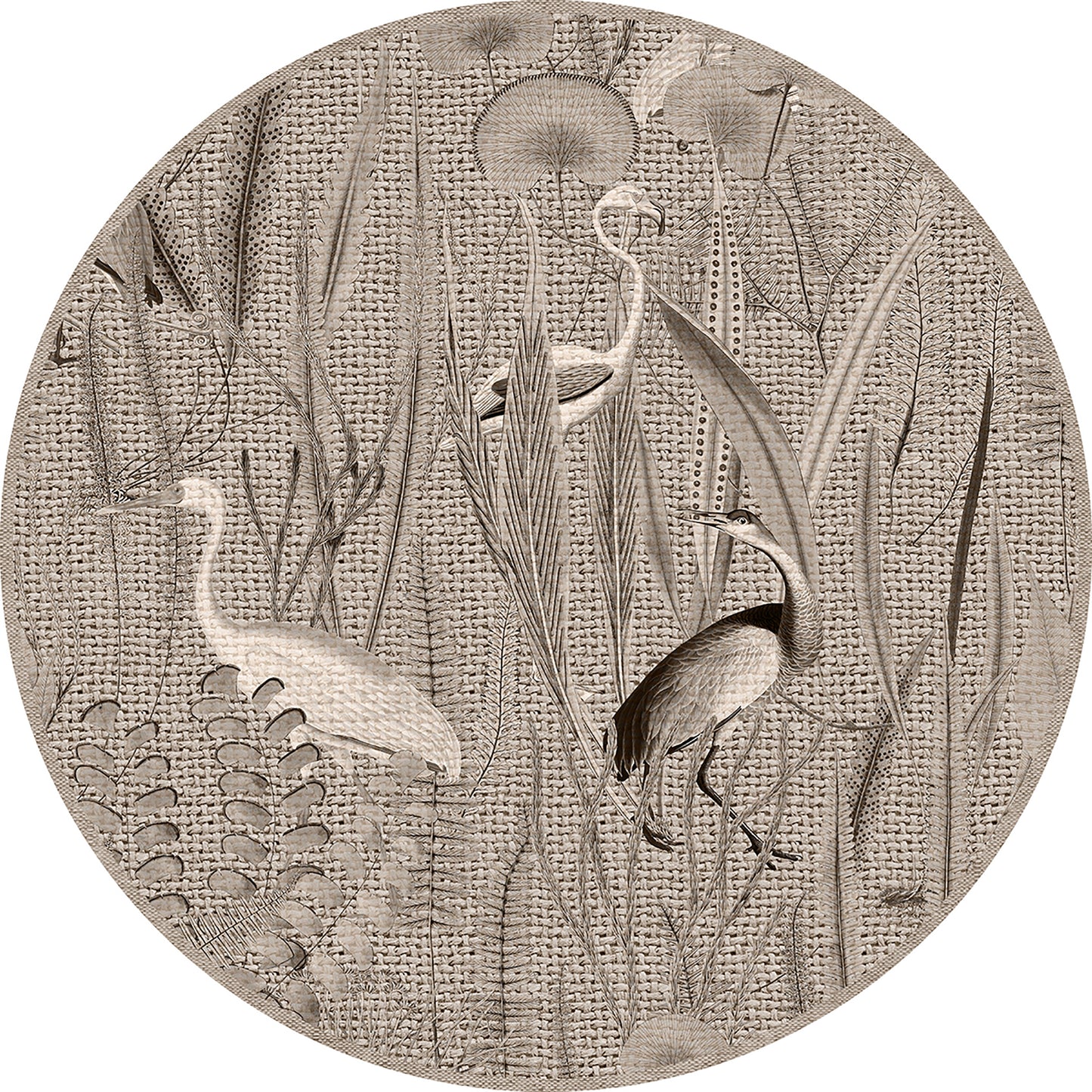 set of 4 rounded placemats Jute birds