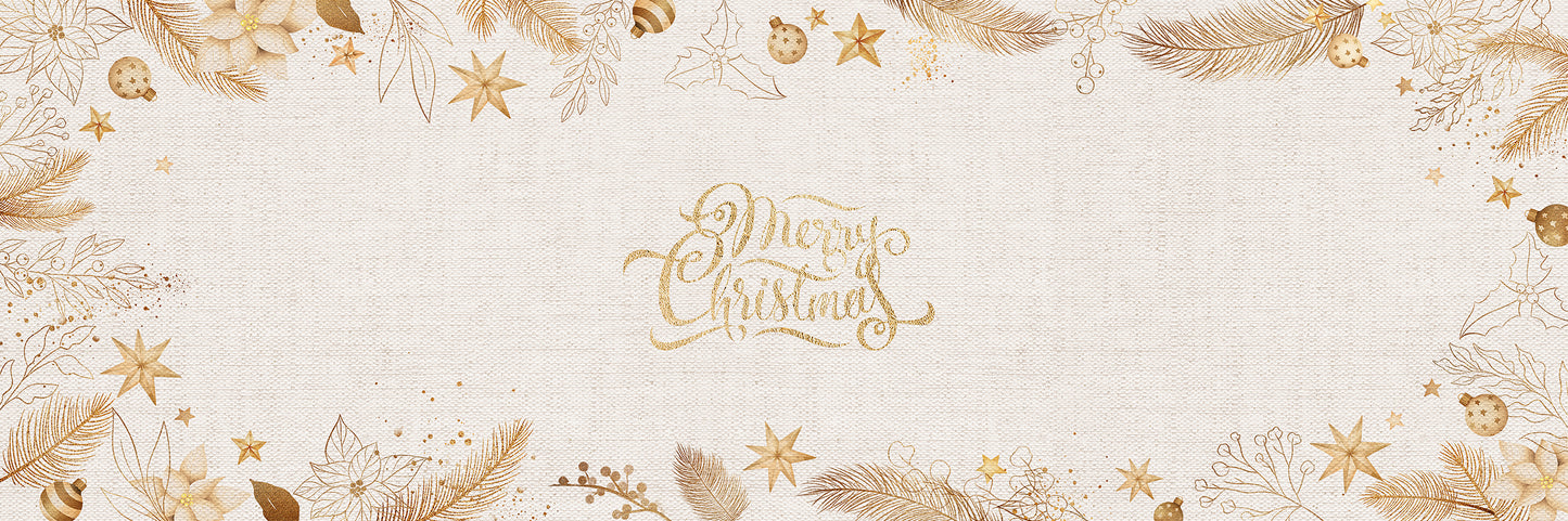 Table runner Christmas Gold and fabric