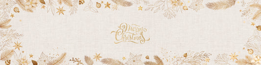 Chemin de table Noël doré et tissu