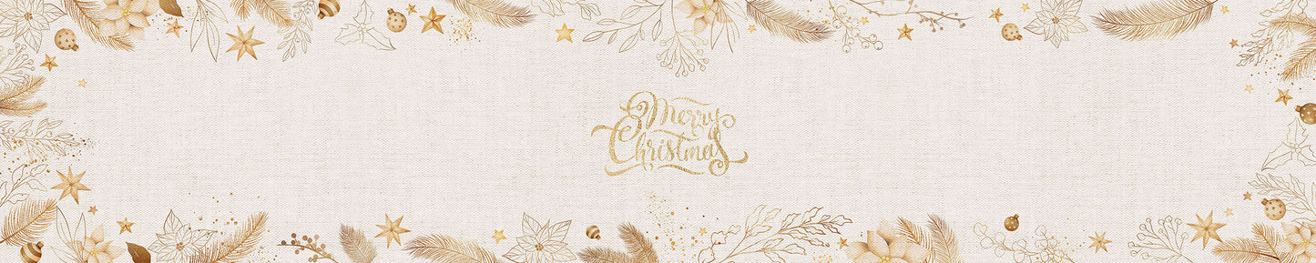 Table runner Christmas Gold and fabric