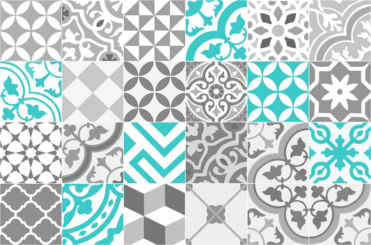 Collage avec turquoise
