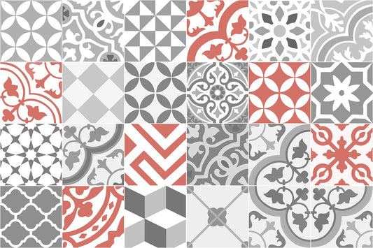 24 stickers Collage avec rouge