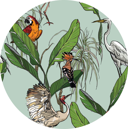 Grues murales et perroquets