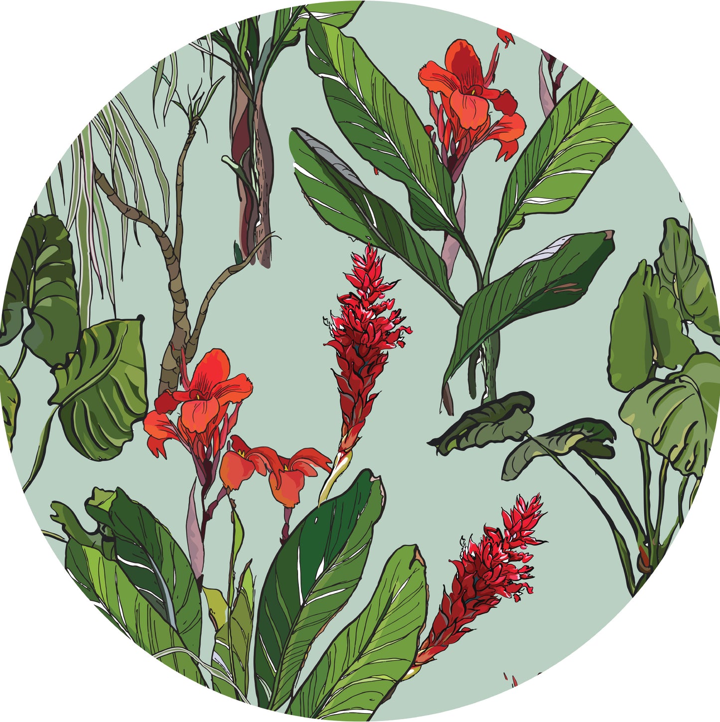 Mural Chrysanthemum Lilies