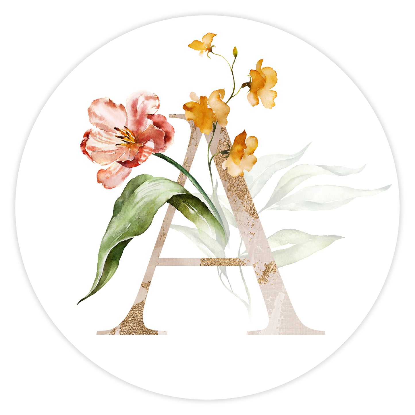 Mural Letter with flowers - A