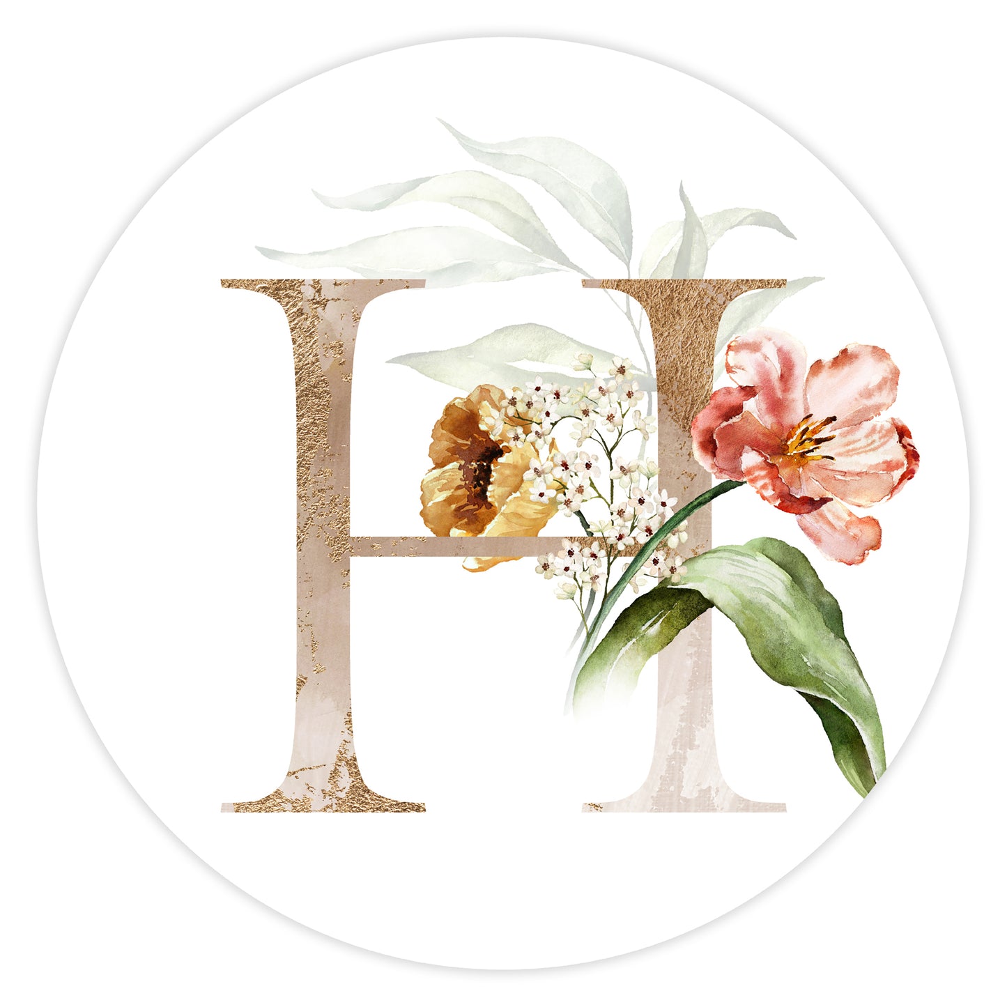 Mural Letter with flowers - H