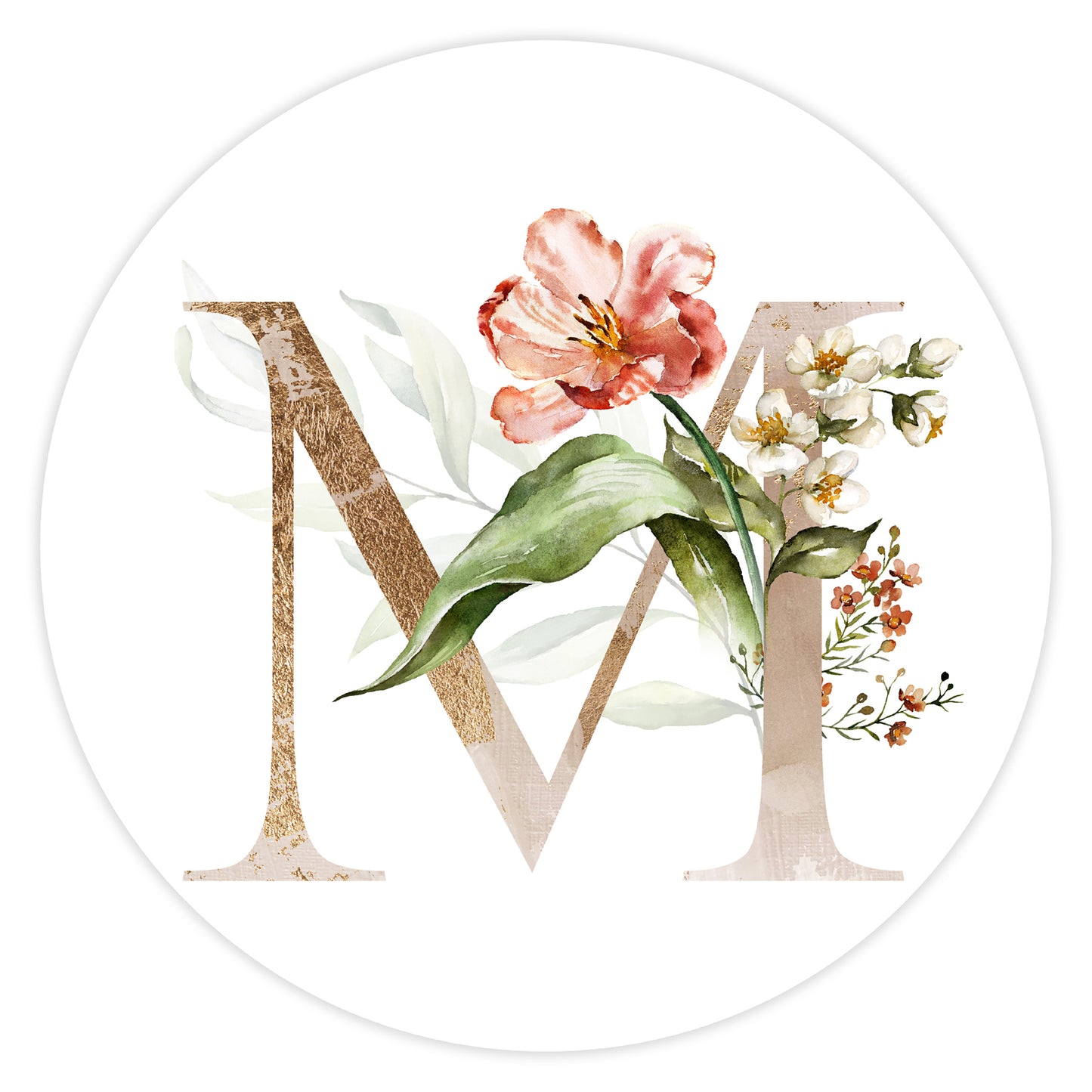 Mural Letter with flowers - M