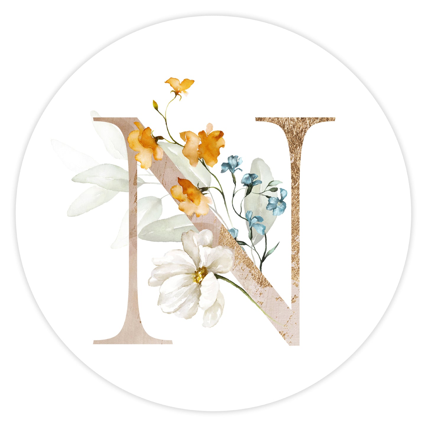 Mural Letter with flowers - N