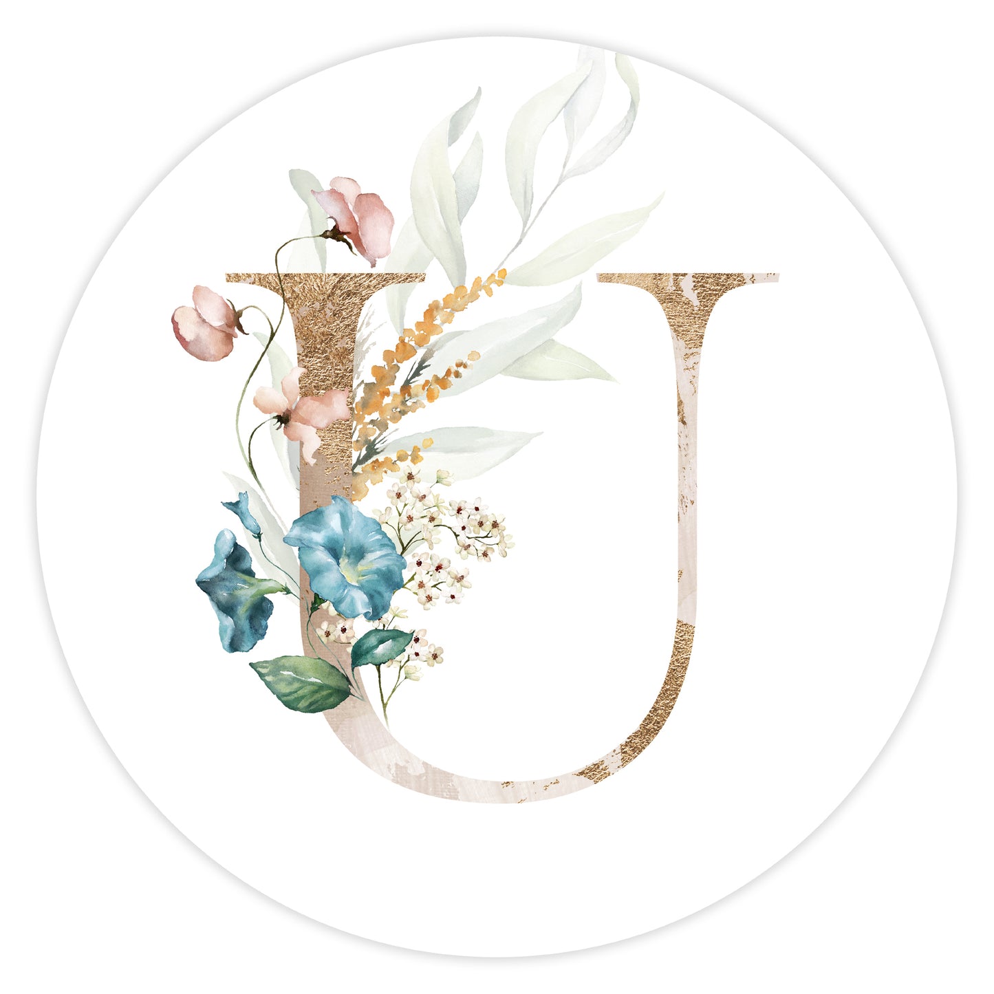 Mural Letter with flowers - U