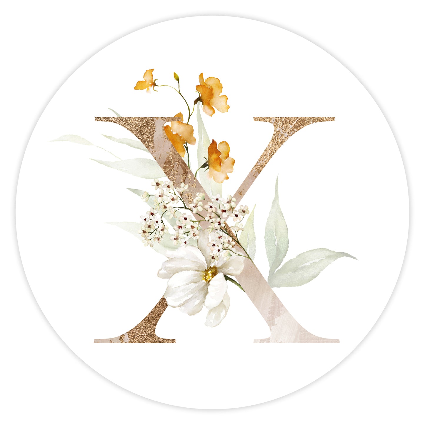 Mural Letter with flowers - X