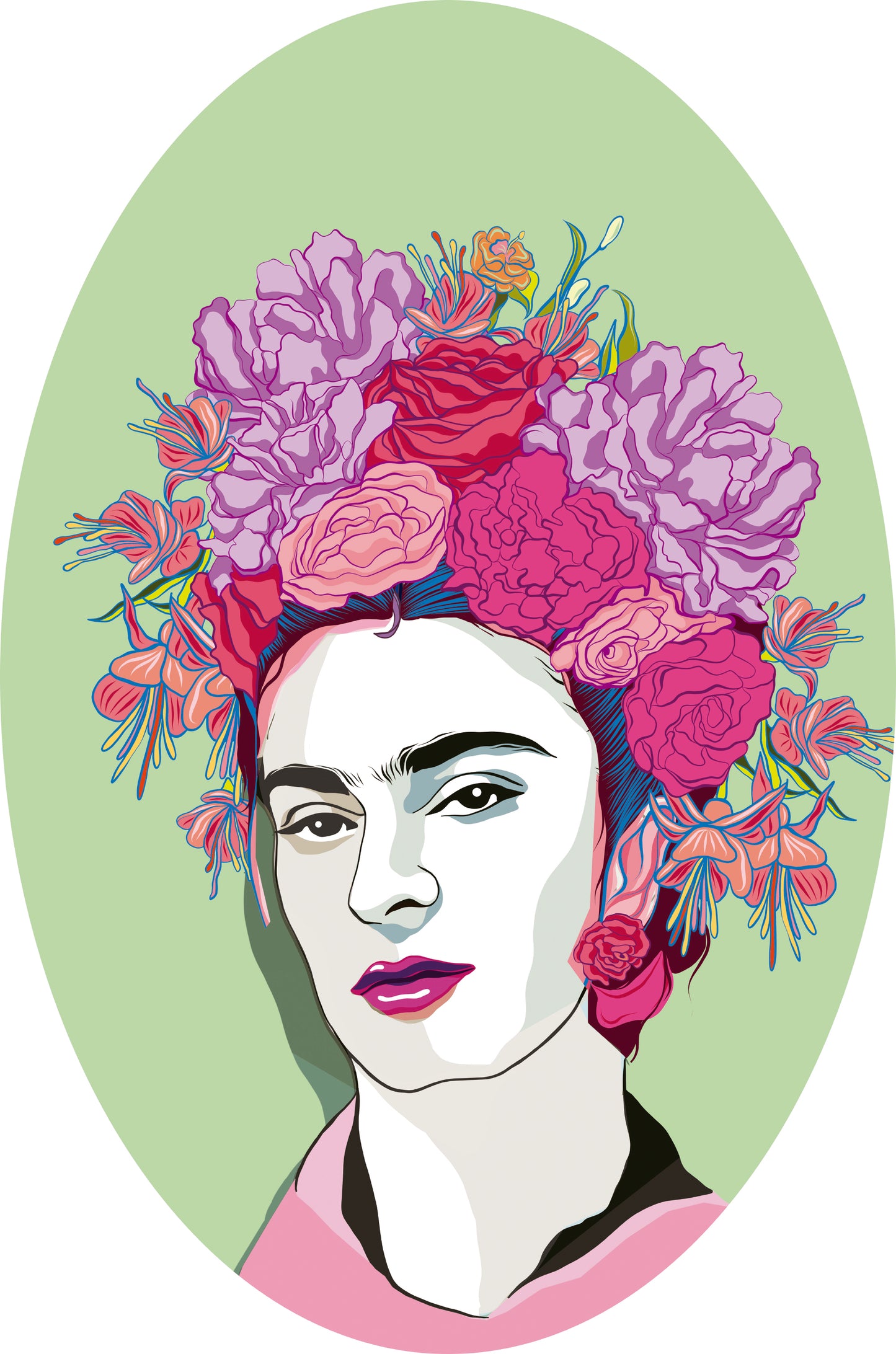 Murale Frida Fond vert