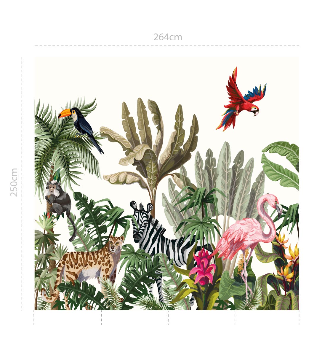 Jungla 3 vainilla - mural textil vinílico adhesivo