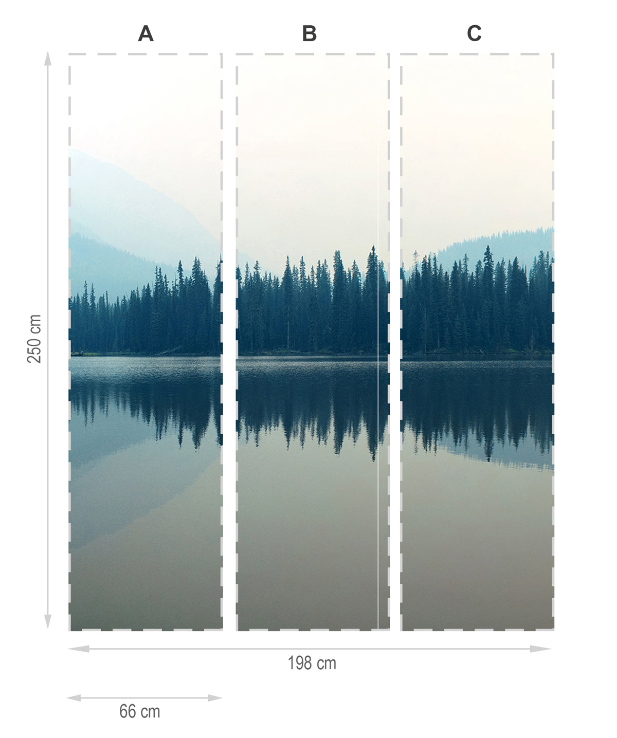 Montaña y lago - mural textil vinílico adhesivo