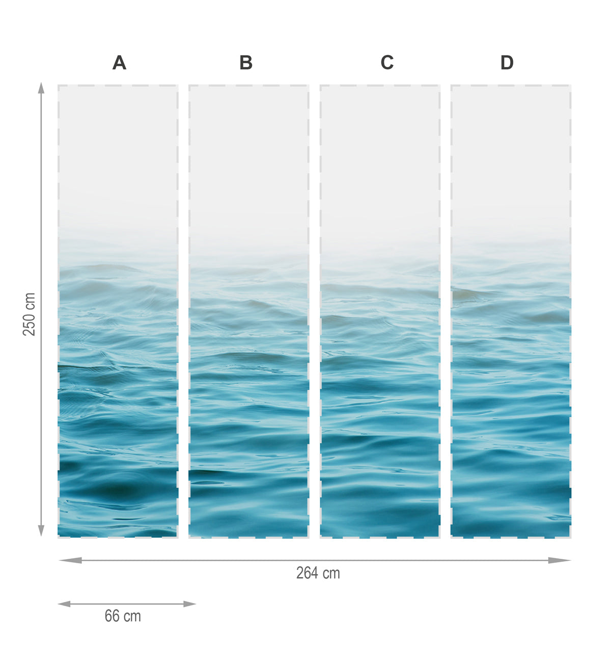 eau de mar bleu - mural textile vinyle adhésif 250x666