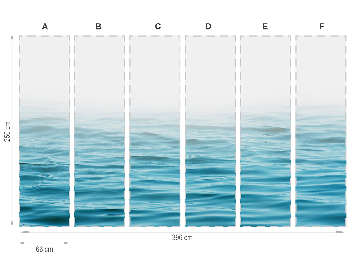 eau de mar bleu - mural textile vinyle adhésif 250x666