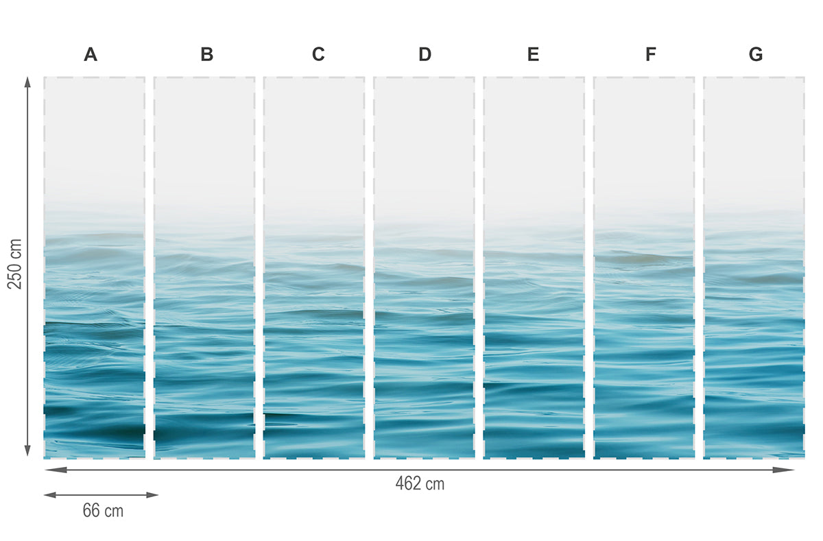 eau de mar bleu - mural textile vinyle adhésif 250x666