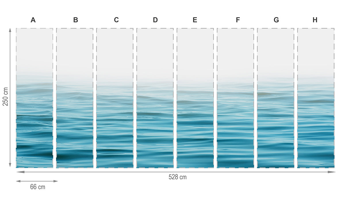 eau de mar bleu - mural textile vinyle adhésif 250x666