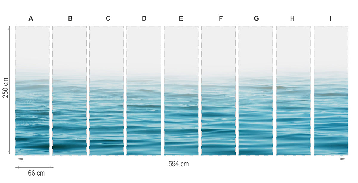 eau de mar bleu - mural textile vinyle adhésif 250x666