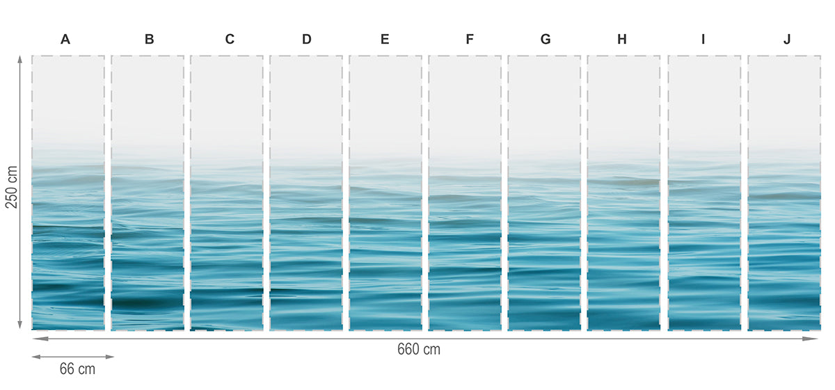eau de mar bleu - mural textile vinyle adhésif 250x666