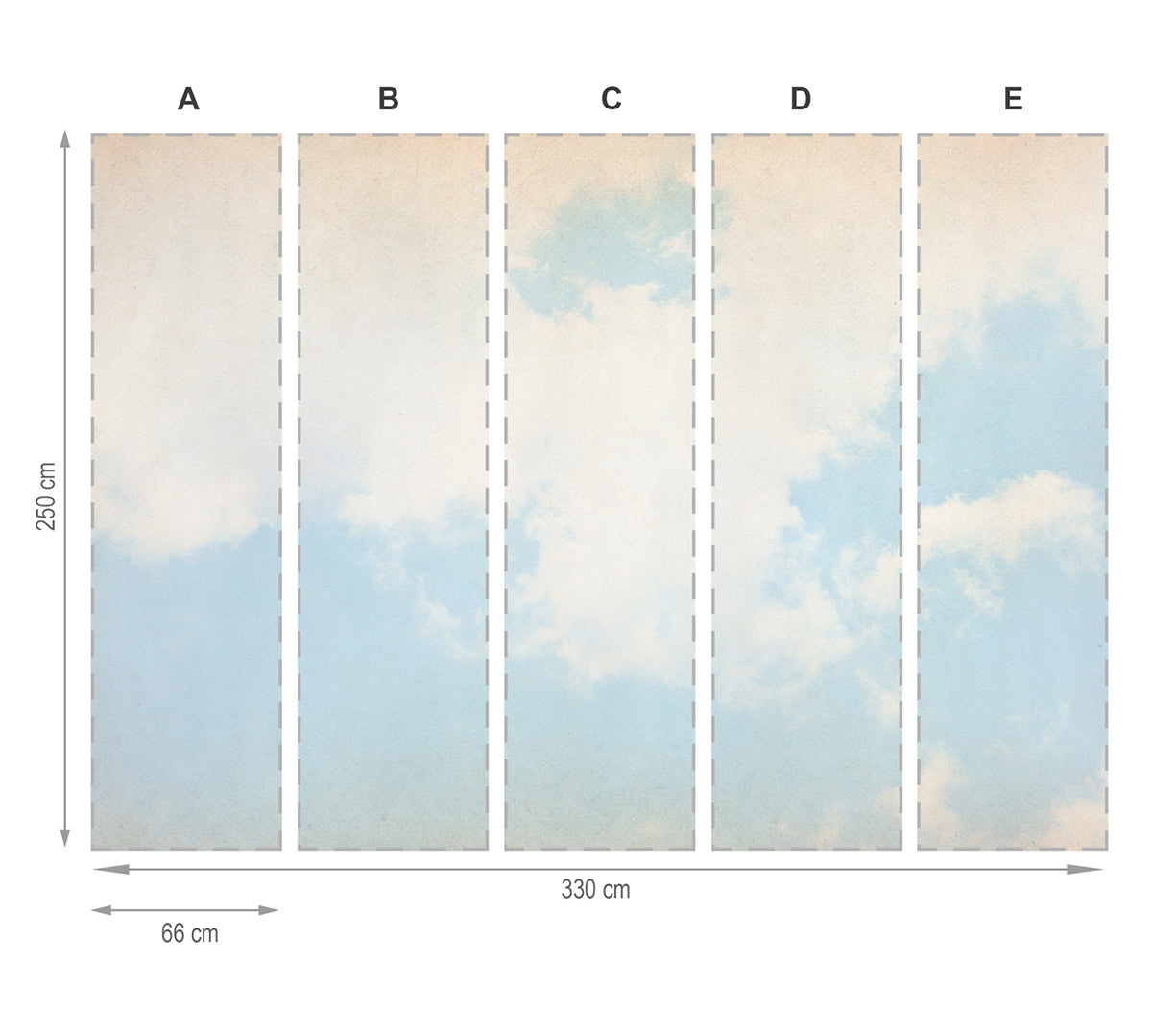 Nubes 2 - mural textil vinílico adhesivo