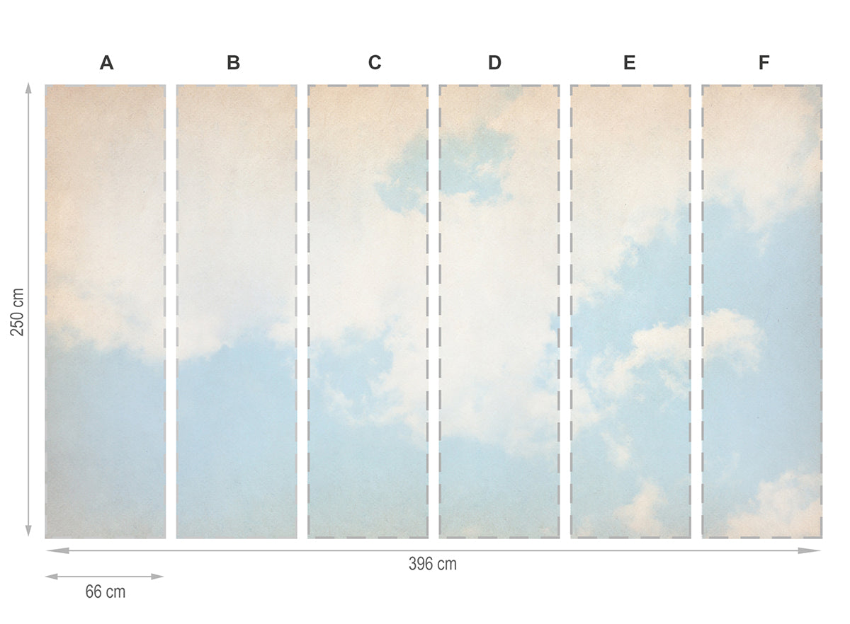 Nubes 2 - mural textil vinílico adhesivo