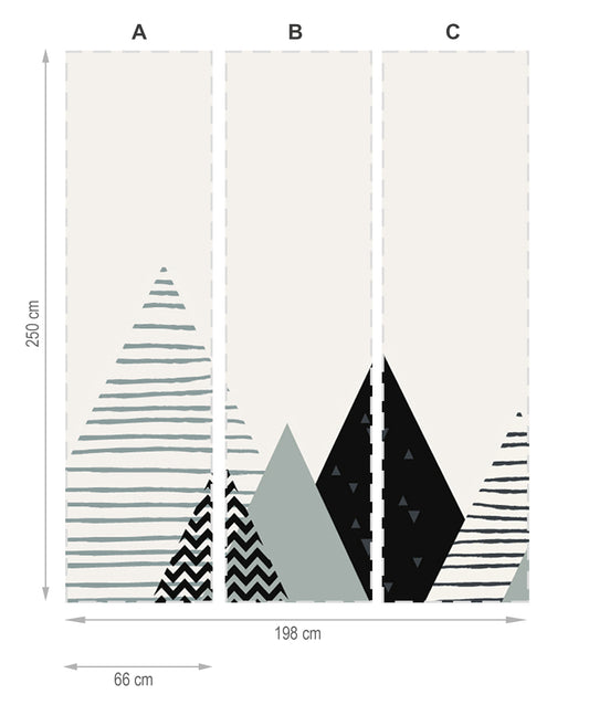 Happy Mountains vainilla - mural textile vinyle adhésif 250x666