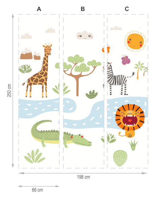 Safari infalntil - mural textile vinyle adhésif 250x462