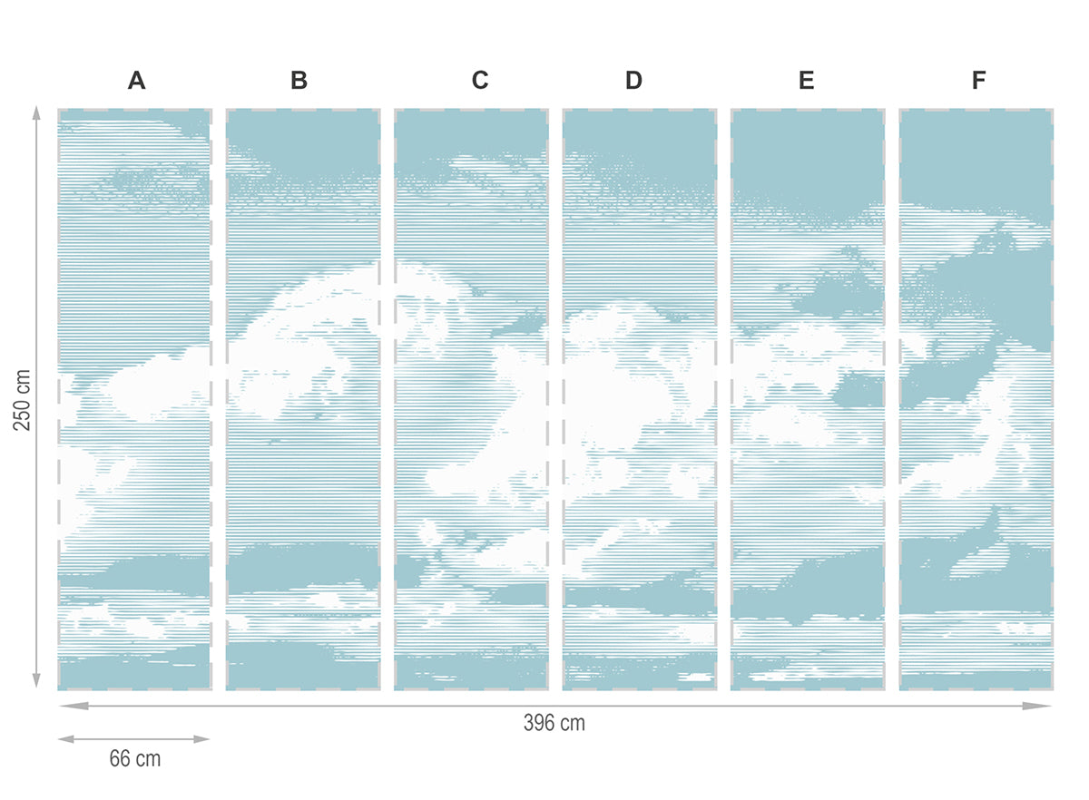 Nubes azul y blanco - mural textil vinílico adhesivo