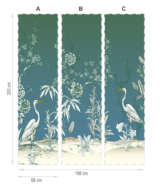 Jardín oriental-mural textile vinyle adhésif