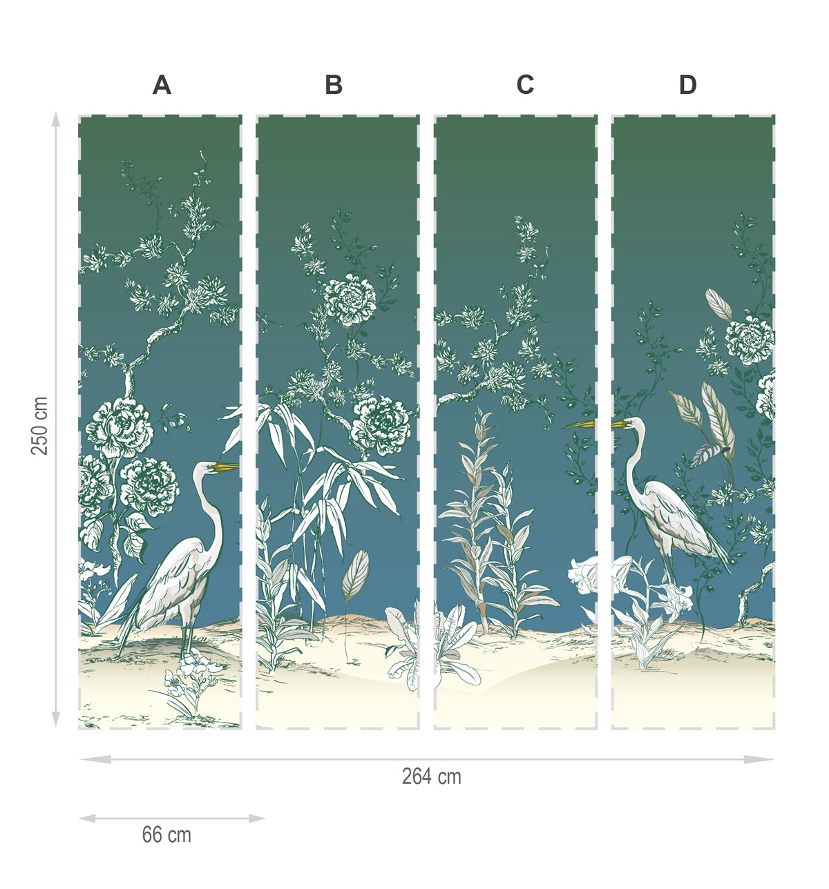 Jardín oriental-mural textil vinílico adhesivo