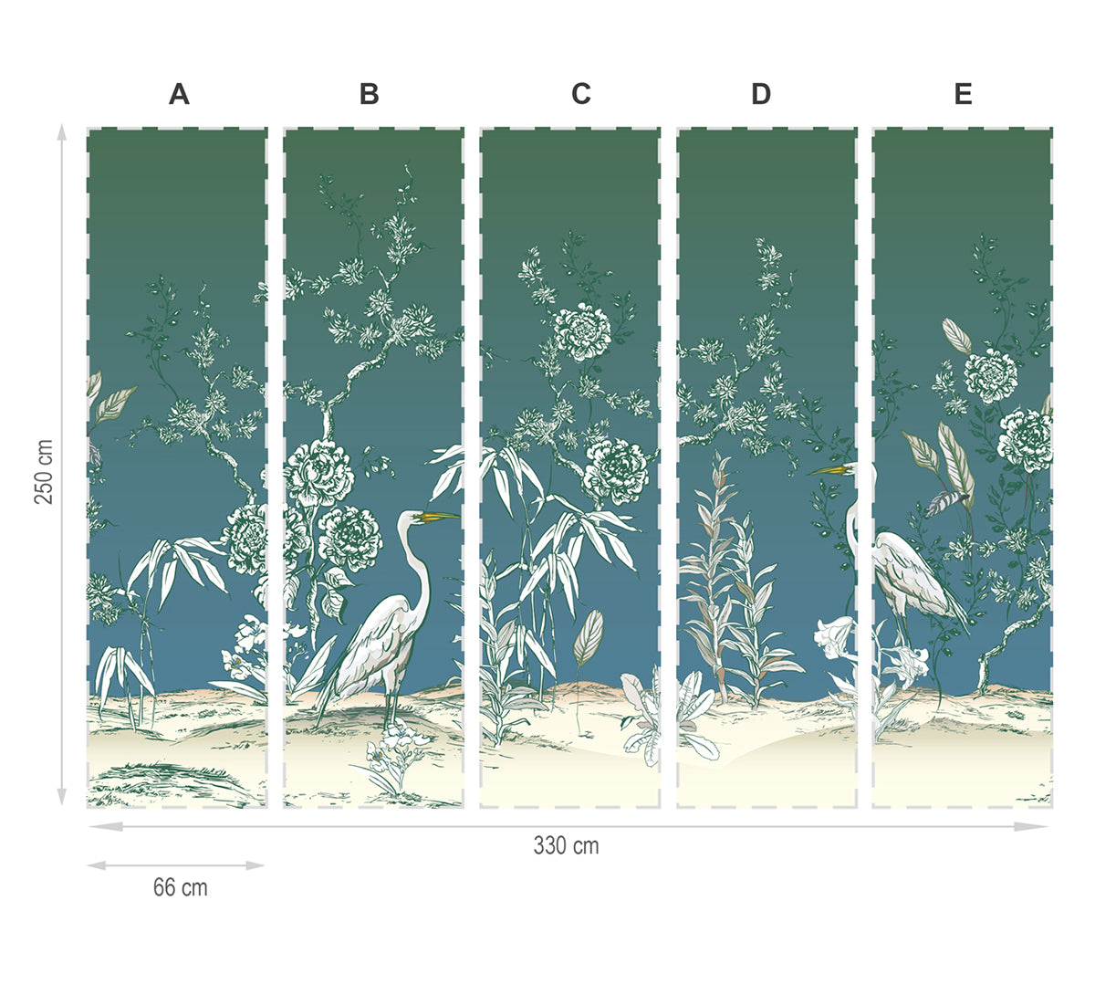 Jardín oriental-mural textil vinílico adhesivo