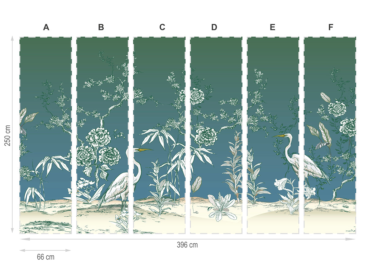 Jardín oriental-mural textil vinílico adhesivo