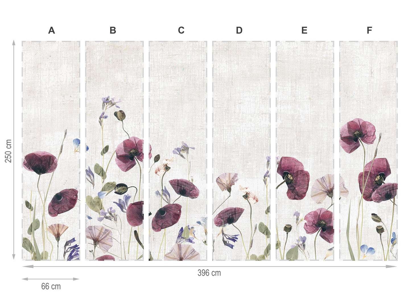 Flores secas- mural textil vinílico adhesivo