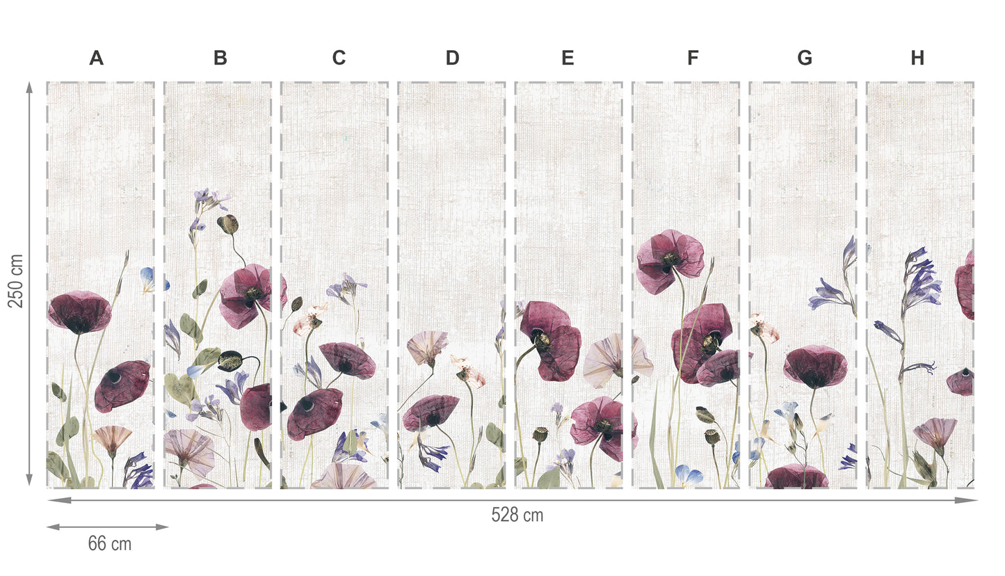Flores secas- mural textil vinílico adhesivo