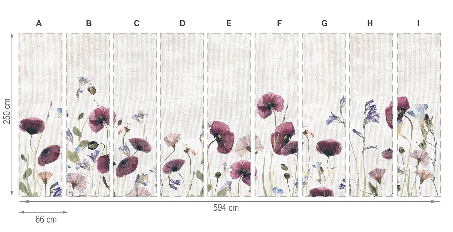 Flores secas- mural textil vinílico adhesivo