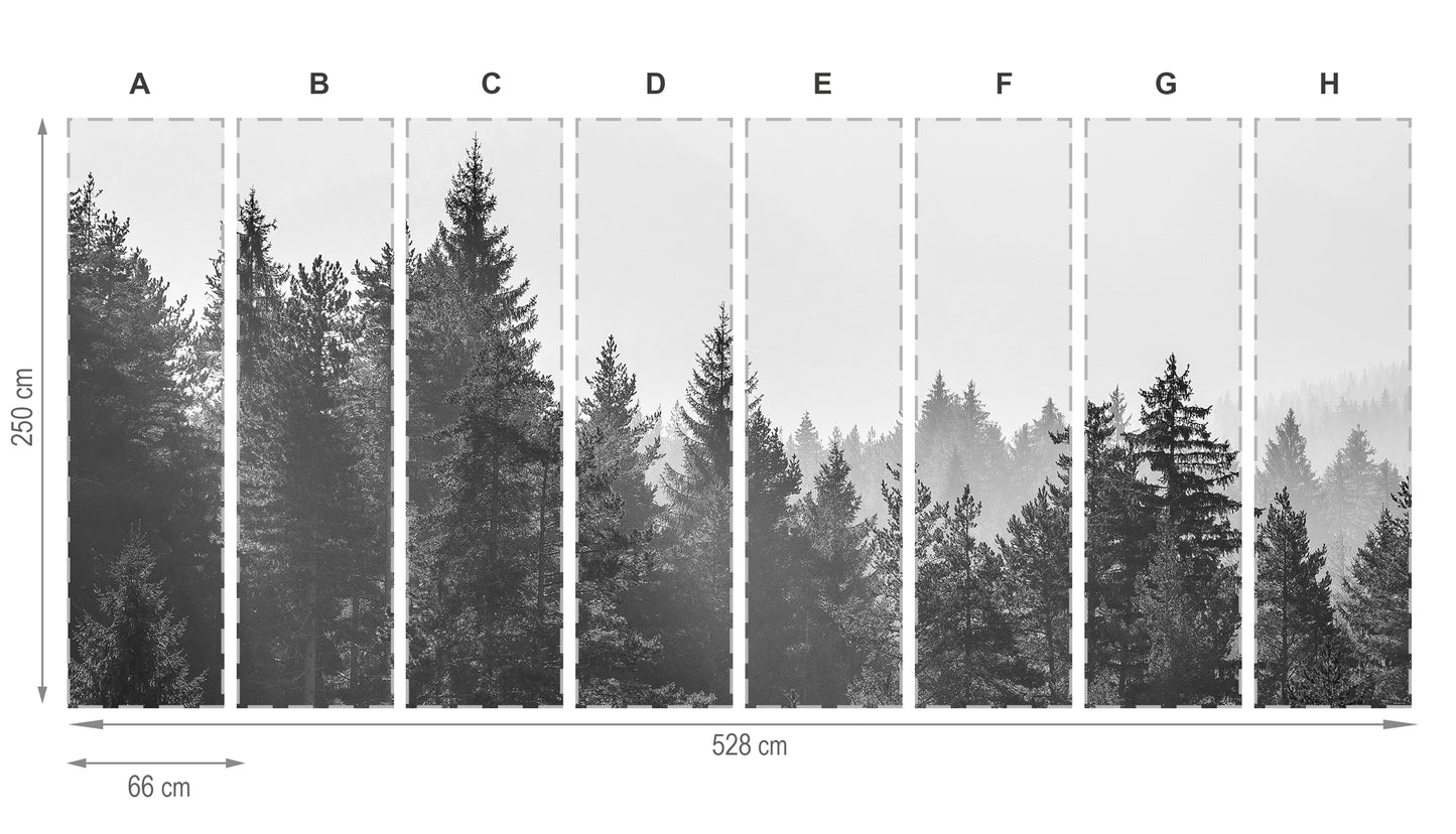 Bosque gris- mural textil vinílico adhesivo