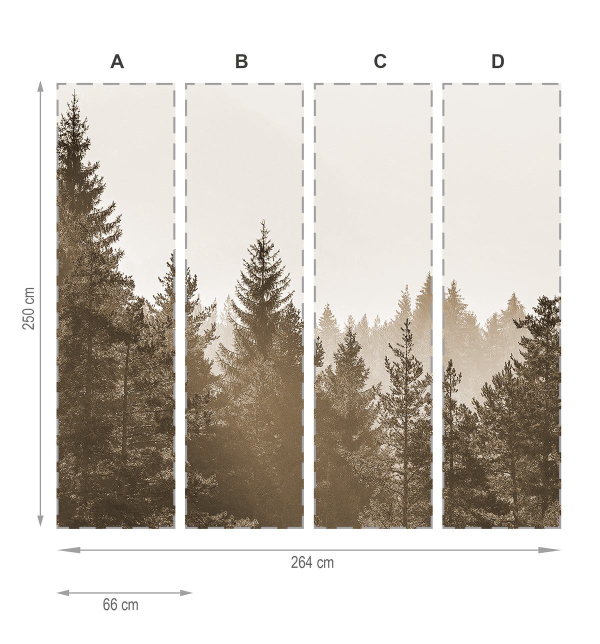 Bosque sepia- mural textil vinílico adhesivo