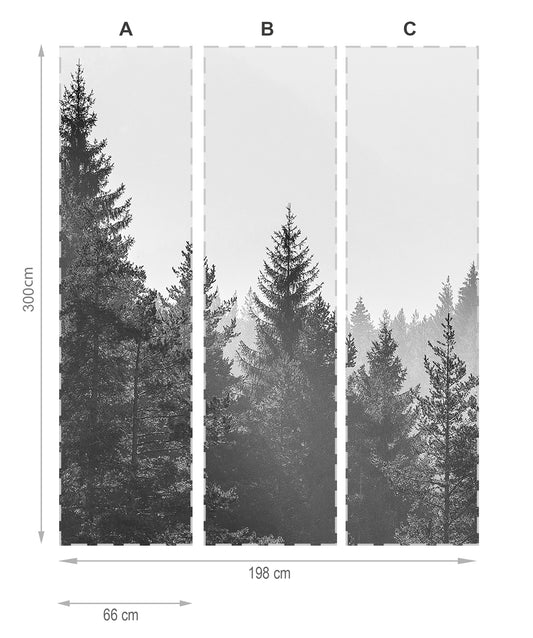 Forêt gris- mural de papier peint