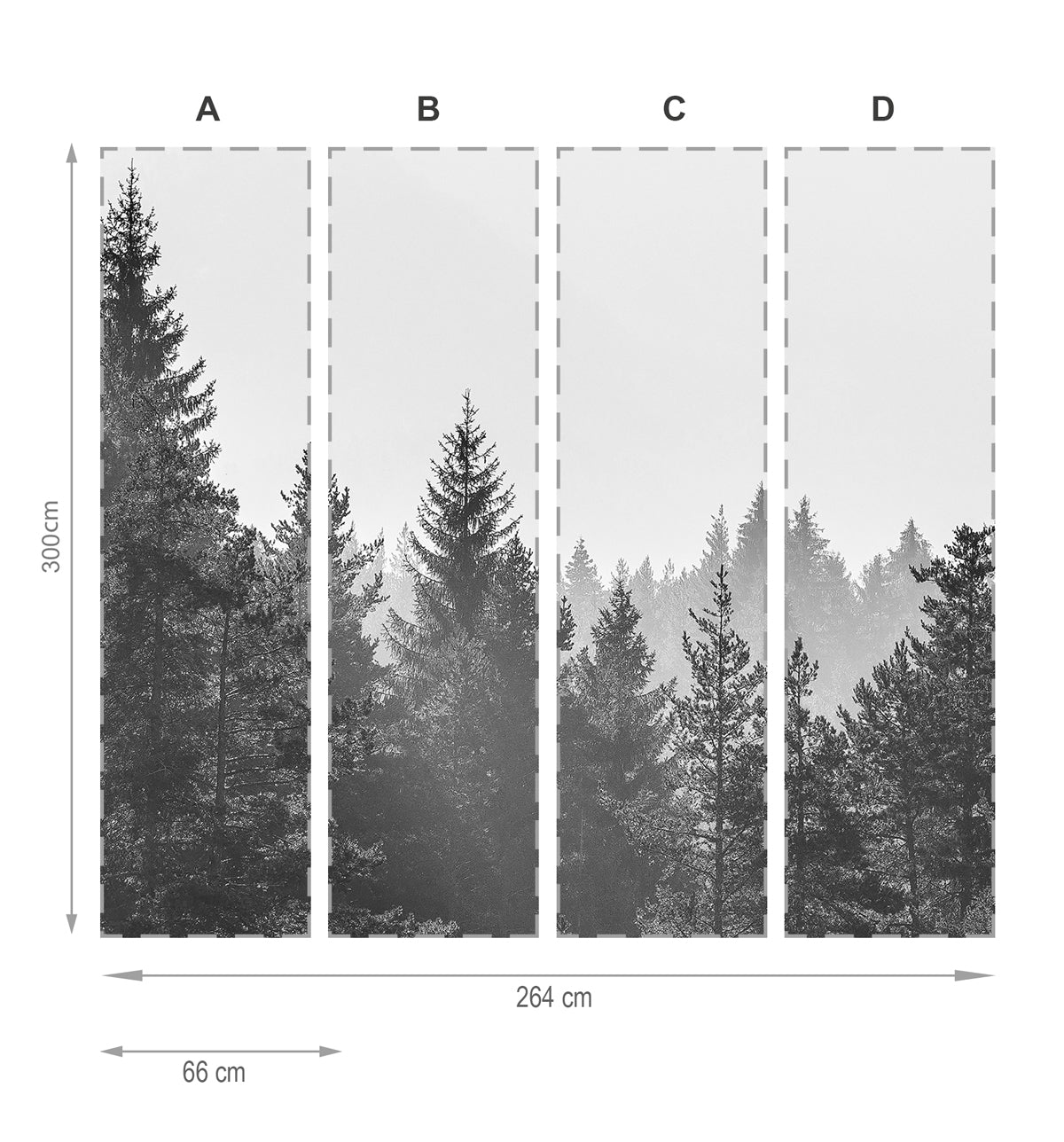 Forêt gris- mural de papier peint
