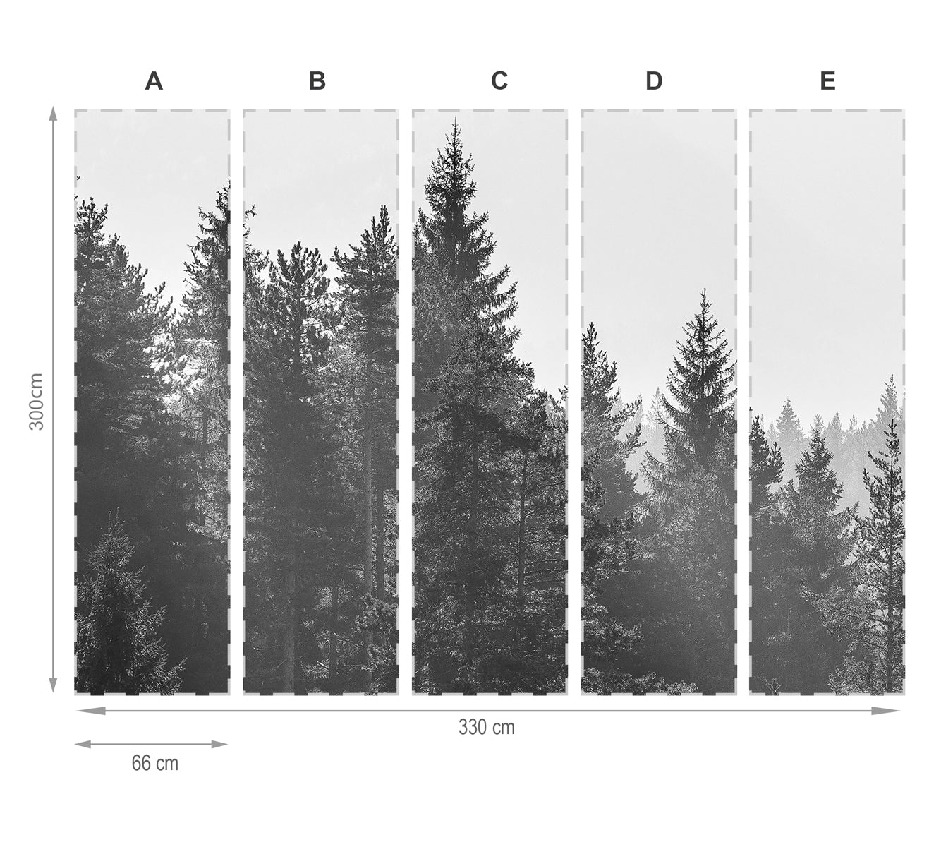 Forêt gris- mural de papier peint