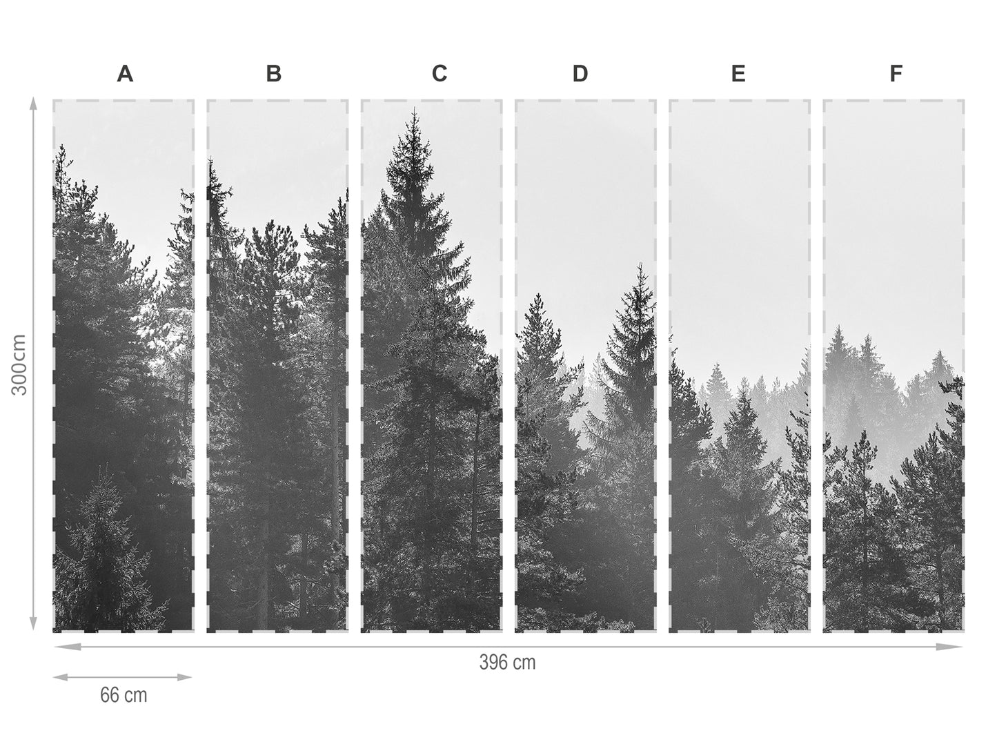 Forêt gris- mural de papier peint