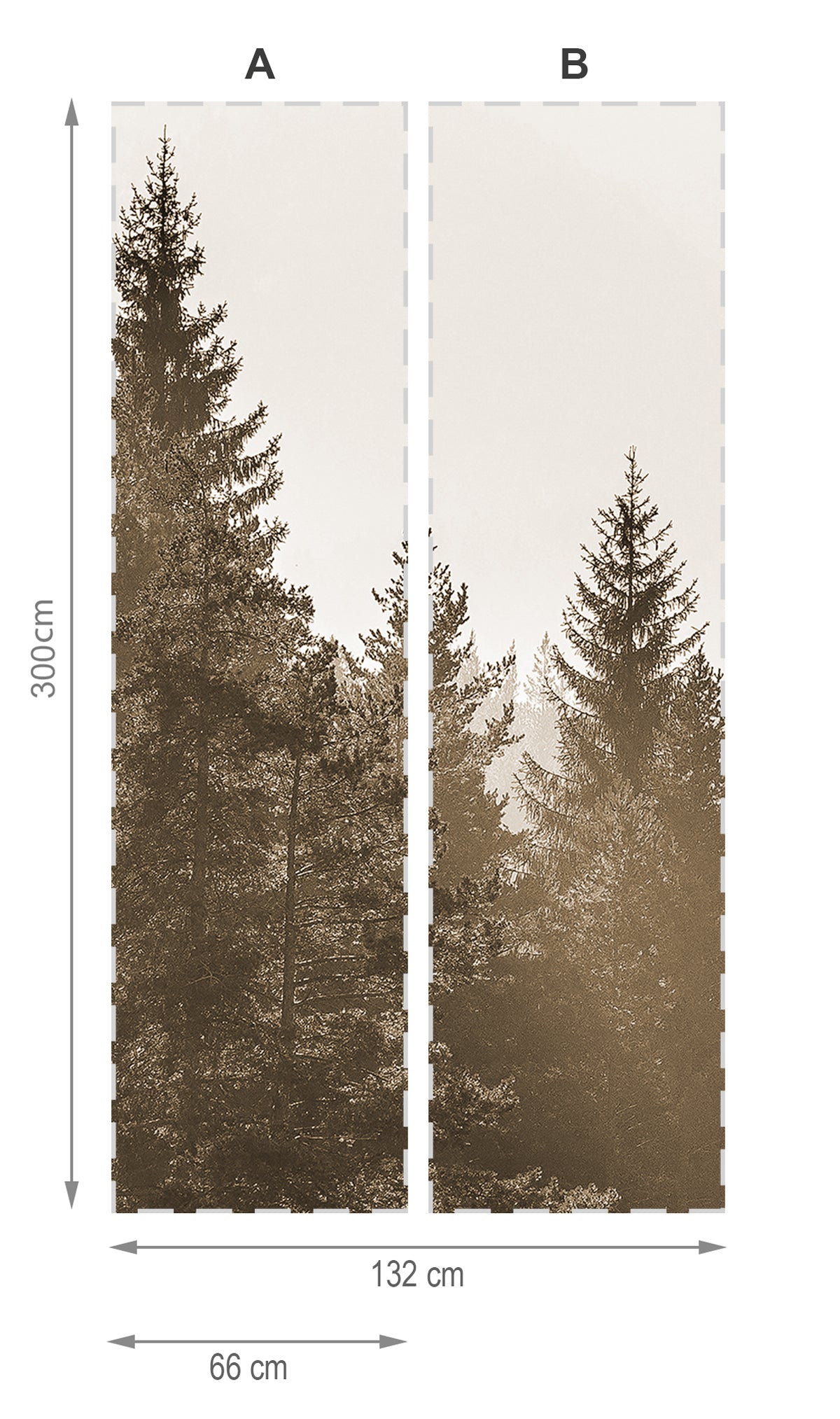 Forêt sépia- mural de papier peint