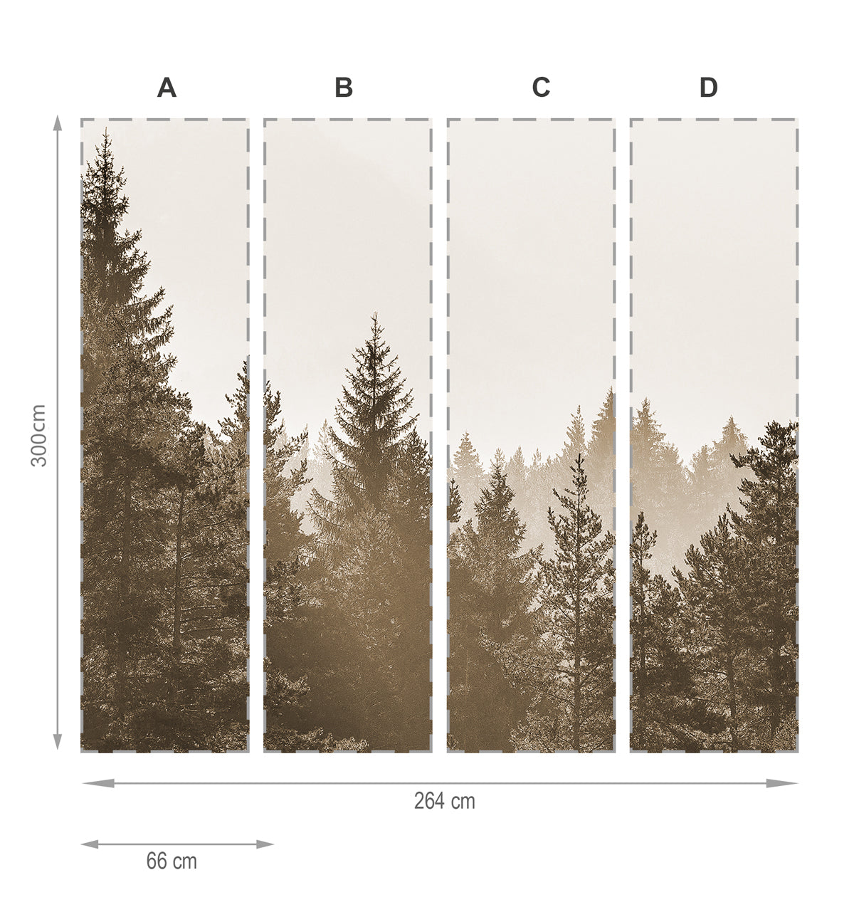Forêt sépia- mural de papier peint