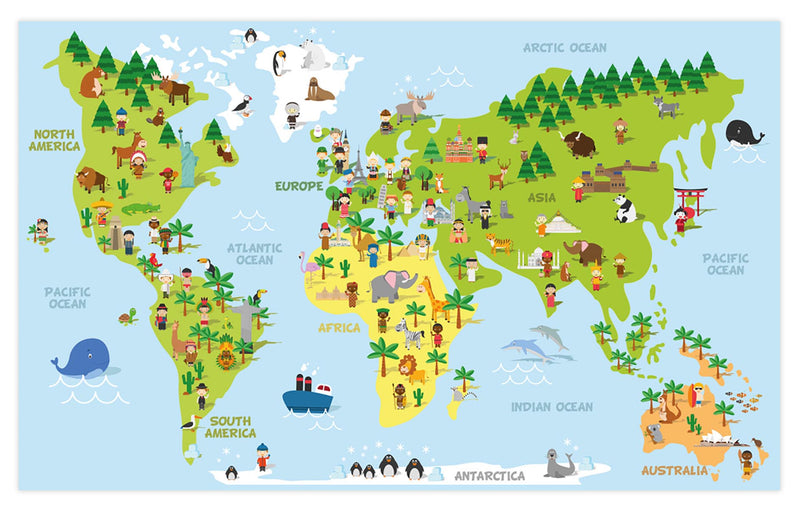 Mural mapa mundi kids